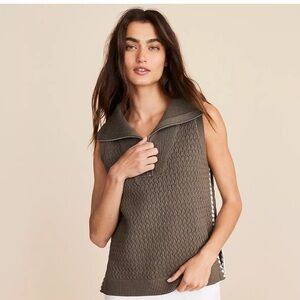 NWT LOFT Lou & Grey Crochet Pointelle Half Zip Sweater Tank top